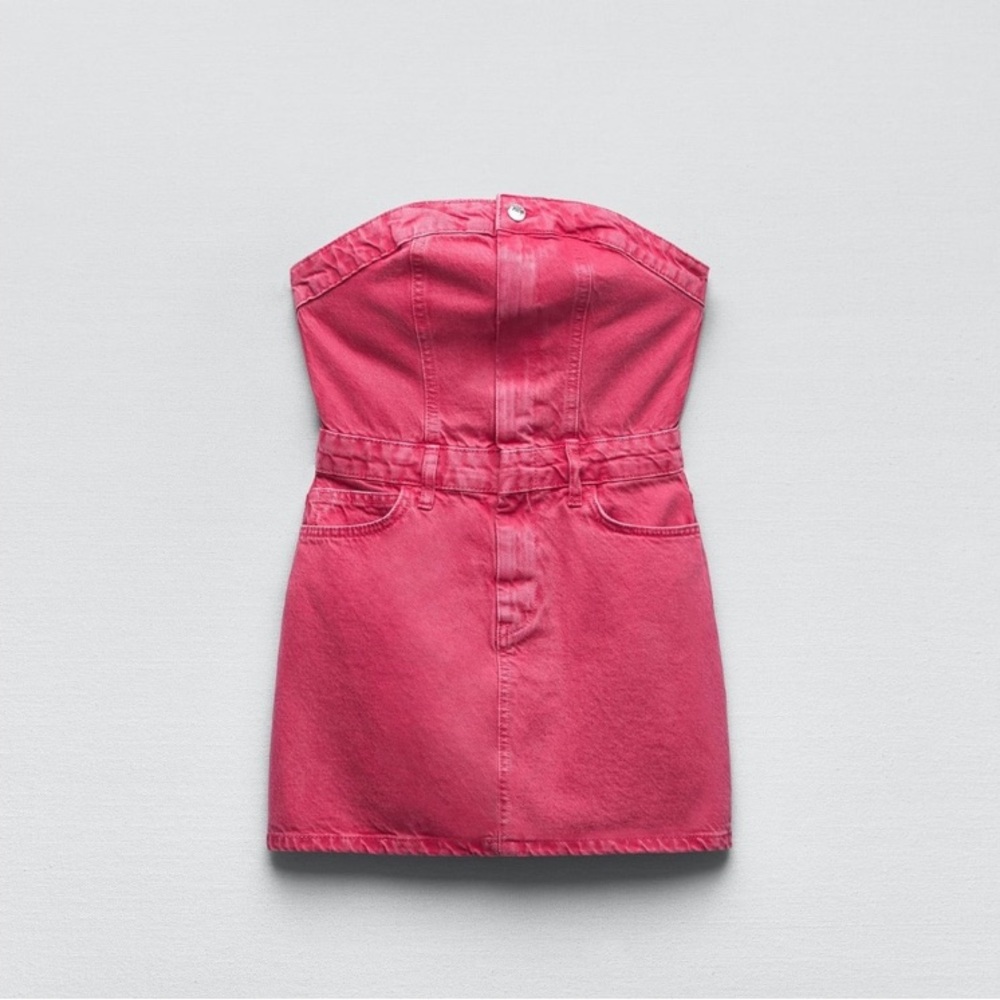 Zara pink jeans dress. Fits more like a small/medium